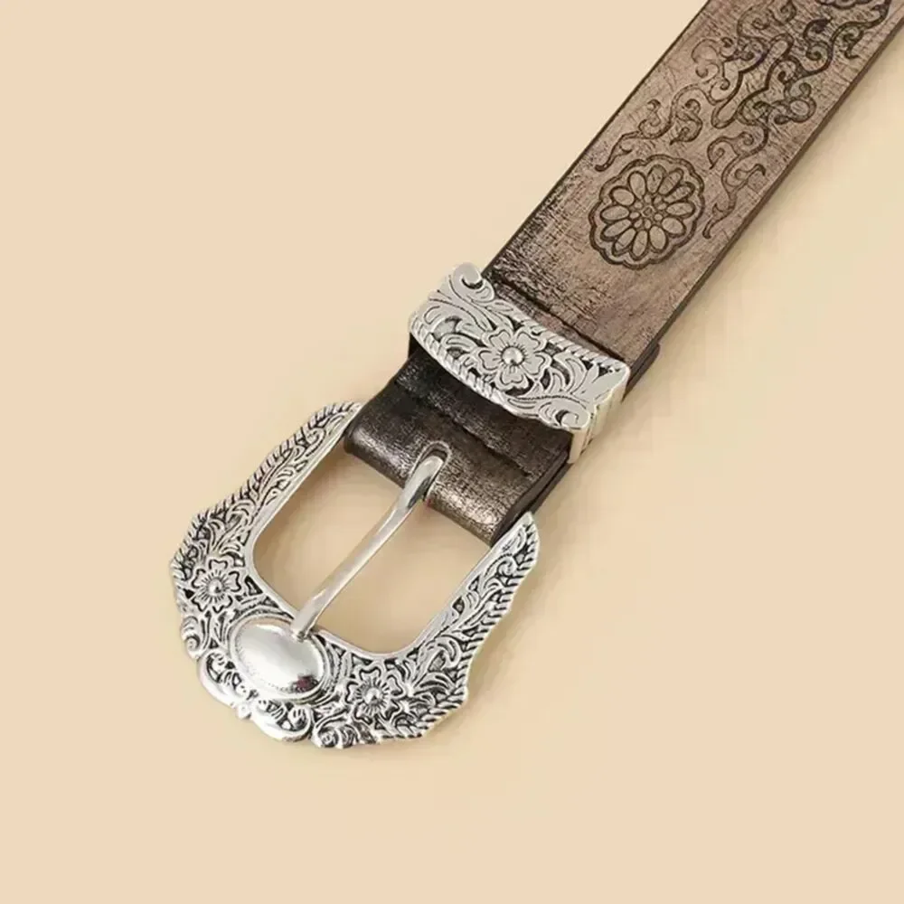 Vintage-Style‎ Western Belt | Rustic Neutral w/ Buckle & Embossed Detail